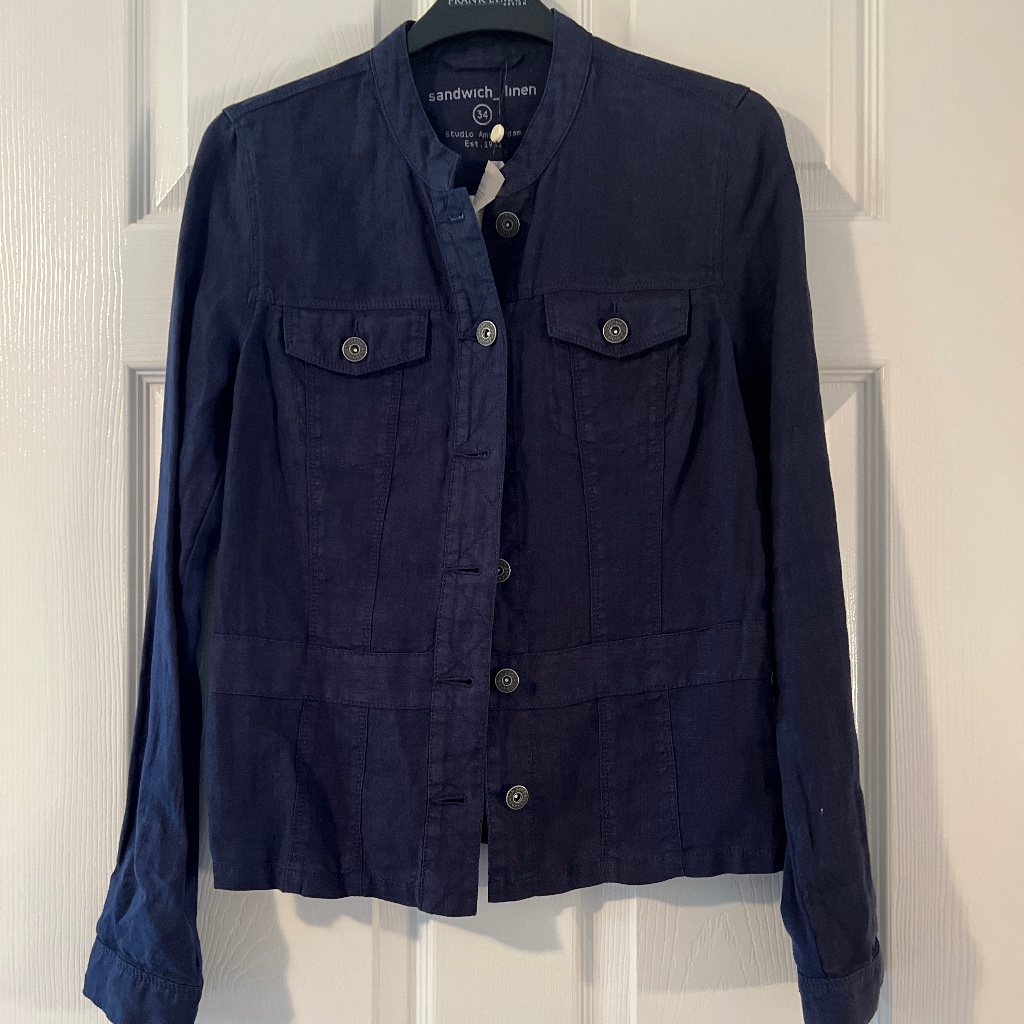 Sandwich, Linen, Blazer, Navy, Size 4, Very Sharpe Looking Jacket.